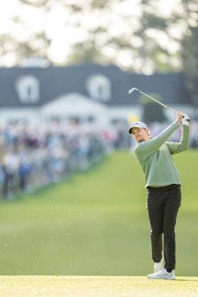 250411 Rasmus Hojgaard of Denmark during the second round of the 2025 Masters Golf Tournament on April 11, 2025 in Augusta. Photo: Petter Arvidson BILDBYRAN kod PA PA1008 bbeng golf masters the masters augusta us masters Copyright: PETTERxARVIDSON BB250411PA016