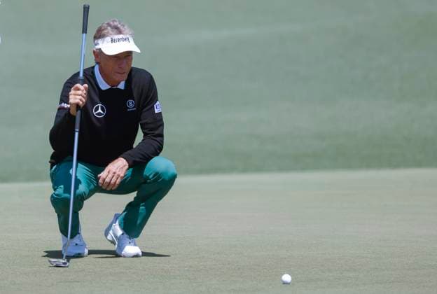 Sport Themen der Woche KW15 Sport Bilder des Tages Bernhard Langer of Germany lines up a putt on the seventh hole during round two of the 2025 Masters golf tournament at Augusta National Golf Club in Augusta, Georgia, on Friday, April 11, 2025. Langer has announced that this will be his final Masters tournament.  AUG20250411558 TANNENxMAURY