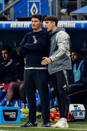 Trainer Merlin Polzin Co - Trainer Loic Fave ( HSV ) Deutschland , Hamburg , Volksparkstadion , Fussball , 2 . Bundesliga , Hamburger SV - Eintracht Braunschweig