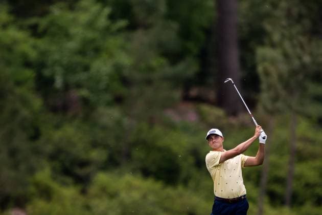 250411 Ludvig Aberg of Sweden during the second round of the 2025 Masters Golf Tournament on April 11, 2025 in Augusta. Photo: Petter Arvidson BILDBYRAN kod PA PA1008 bbeng golf masters the masters augusta us masters sverige Copyright: PETTERxARVIDSON BB250411PA209