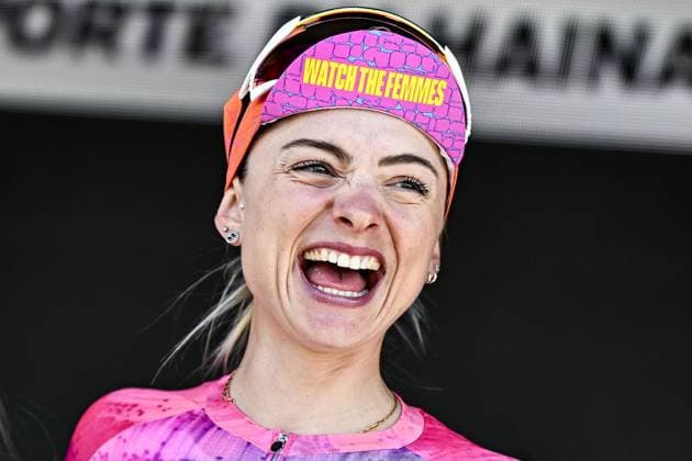 Italian Chiara Consonni pictured before pictured at the start of the women s race of the Paris-Roubaix one day cycling race, 148,5 km from Denain to Roubaix, France, on Saturday 12 April 2025. JASPERxJACOBS  x120609167x
