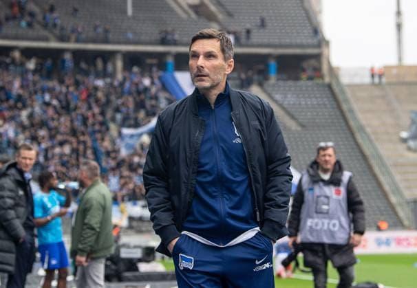 Fussball, Herren, Saison 2024 2025, 2. Bundesliga (29. Spieltag), Hertha BSC - SV Darmstadt 98, Trainer Stefan Leitl (Hertha BSC), 12.04. 2025,