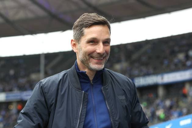 12.04.2025, xtgx, Fussball 2. Bundesliga, Hertha BSC Berlin - SV Darmstadt 98 emspor, v.l. Stefan Leitl (Hertha, Trainer) Portrait, Portraet, Einzelbild (DFL DFB REGULATIONS PROHIBIT ANY USE OF PHOTOGRAPHS as IMAGE SEQUENCES and or QUASI-VIDEO) Berlin