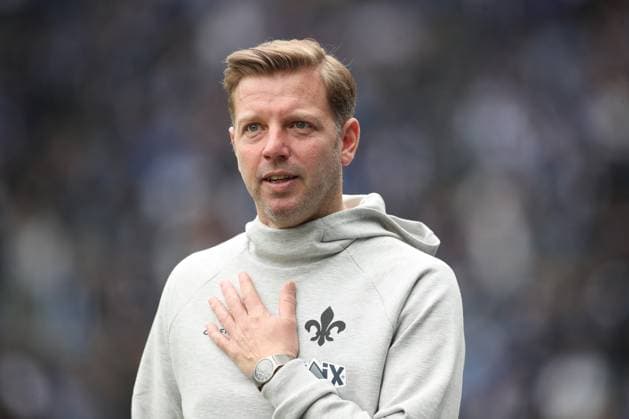 12.04.2025, xtgx, Fussball 2. Bundesliga, Hertha BSC Berlin - SV Darmstadt 98 emspor, v.l. Florian Kohfeldt (Darmstadt, Trainer) Portrait, Portraet, Einzelbild (DFL DFB REGULATIONS PROHIBIT ANY USE OF PHOTOGRAPHS as IMAGE SEQUENCES and or QUASI-VIDEO) Berlin