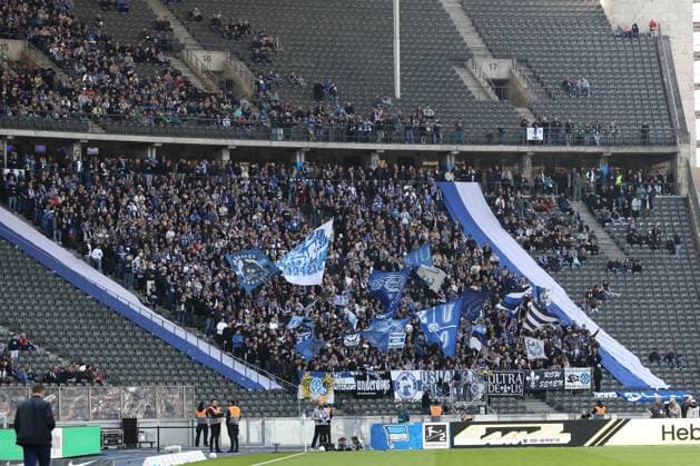 12.04.2025, xtgx, Fussball - 2.Bundesliga, Hertha BSC Berlin - SV Darmstadt 98 emspor, v.l. Symbolfoto, Symbolbild, Symbol, Fans, Zuschauer, Publikum, Darmstadt (DFL DFB REGULATIONS PROHIBIT ANY USE OF PHOTOGRAPHS as IMAGE SEQUENCES and or QUASI-VIDEO) Berlin