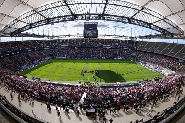 2025.04.12 xJAx Google Pixel Frauen Bundesliga Eintracht Frankfurt - FC Bayern MuÌˆnchen v.l., Übersicht Deutsche Bank Park, Zuschauer (DFL DFB REGULATIONS PROHIBIT ANY USE OF PHOTOGRAPHS as IMAGE SEQUENCES and or QUASI-VIDEO) Copyright: JoaquimxFerreira