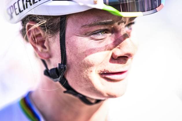 Belgian Lotte Kopecky of SD Worx-Protime looks dejected after the women s race of the Paris-Roubaix one day cycling race, 148,5 km from Denain to Roubaix, France, on Saturday 12 April 2025. JASPERxJACOBS  x120627160x