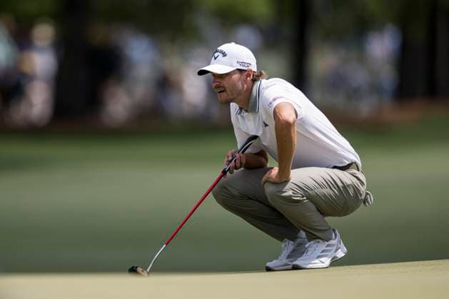 250412 Rasmus Hojgaard of Denmark during the third round of the 2025 Masters Golf Tournament on April 12, 2025 in Augusta. Photo: Petter Arvidson BILDBYRAN kod PA PA1009 bbeng golf masters the masters augusta us masters Copyright: PETTERxARVIDSON BB250412PA026