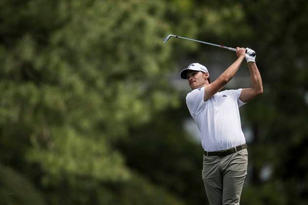 250412 Rasmus Hojgaard of Denmark during the third round of the 2025 Masters Golf Tournament on April 12, 2025 in Augusta. Photo: Petter Arvidson BILDBYRAN kod PA PA1009 bbeng golf masters the masters augusta us masters Copyright: PETTERxARVIDSON BB250412PA033