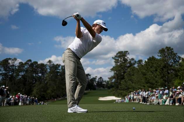 250412 Rasmus Hojgaard of Denmark during the third round of the 2025 Masters Golf Tournament on April 12, 2025 in Augusta. Photo: Petter Arvidson BILDBYRAN kod PA PA1009 bbeng golf masters the masters augusta us masters Copyright: PETTERxARVIDSON BB250412PA055