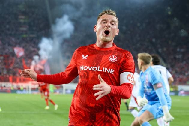 12.04.2025, xmohx, Fussball 2.Bundesliga, 1.FC Kaiserslautern - 1.FC Nürnberg v.l. Marlon Ritter (1. FC Kaiserslautern) (DFL DFB REGULATIONS PROHIBIT ANY USE OF PHOTOGRAPHS as IMAGE SEQUENCES and or QUASI-VIDEO) Kaiserslautern