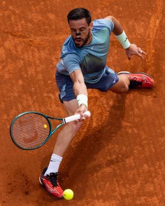 Damir Dzumhur of Bosnia and Herzegovina during his match against Max Alcala Gurri of Spain on day one of the Barcelona Open Banc Sabadell at Real Club De Tenis Barcelona, Spain (Judit Cartiel SPP) Copyright: xJuditxCartiel SPPx spp-en-JuCa-JUCA2489