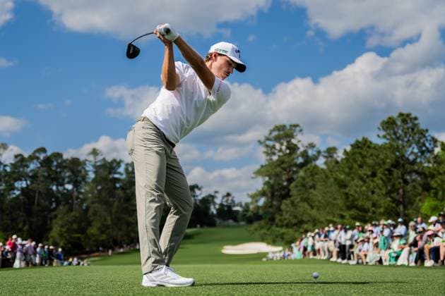 250412 Rasmus Hojgaard of Denmark during the third round of the 2025 Masters Golf Tournament on April 12, 2025 in Augusta. Photo: Petter Arvidson BILDBYRAN kod PA PA1009 bbeng golf masters the masters augusta us masters Copyright: PETTERxARVIDSON BB250412PA167