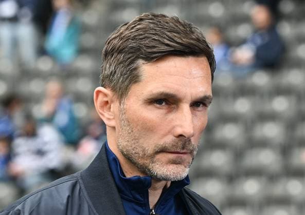 Fussball 2.Bundesliga, Hertha BSC Berlin - SV Darmstadt 98 12.04.2025, xdanx, Fussball 2.Bundesliga, Hertha BSC Berlin - SV Darmstadt 98 v.l. Stefan Leitl (Hertha BSC Trainer) Portrait, Portraet, Einzelbild (DFL DFB REGULATIONS PROHIBIT ANY USE OF PHOTOGRAPHS as IMAGE SEQUENCES and or QUASI-VIDEO) Daniel Lakomski Mix1Press Berlin Olympiastadion Berlin Deutschland (DEU)