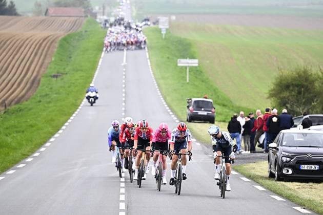 Spanish Oier Lazkano of RedBull-BORA-hansgrohe pictured in action during the men elite race of the Paris-Roubaix one day cycling race, 259,2 km from Compiegne to Roubaix, France, on Sunday 13 April 2025. JASPERxJACOBS  x120704317x