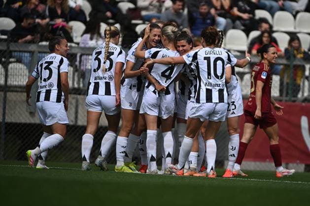 Asia Bragonzi of Juventus F.C. Women scored during the playoff of the Serie A Championship Women between A.S. Roma vs Juventus Women 13 April 2025 at the Tre Fontane Stadium in Rome.  Copyright: xMassimilianoxCervera IPAxSportx xipa-agency.netx xx IPA_56452775 IPA_Agency_IPA56452775