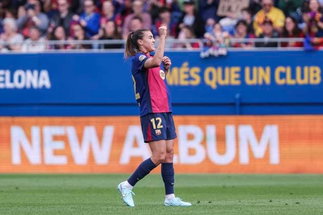 April 13, 2025, Sant Joan Despi, Barcelona, Spain: Patri Guijarro of FC Barcelona, Barca celebrates a goal during the Spanish Women league, Liga F, football match played between FC Barcelona and Atletico de Madrid at Johan Cruyff Stadium on April 13, 2025 in Sant Joan Despi, Spain. Sant Joan Despi Spain - ZUMAa181 20250413_zaa_a181_019 Copyright: xJavierxBorregox