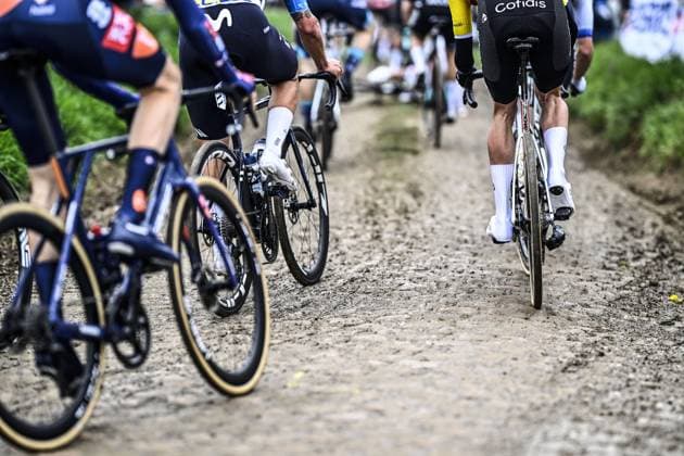 The brutal cobbles pictured during the men elite race of the Paris-Roubaix one day cycling race, 259,2 km from Compiegne to Roubaix, France, on Sunday 13 April 2025. JASPERxJACOBS  x120709513x