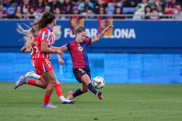 April 13, 2025, Sant Joan Despi, Barcelona, Spain: Claudia Pina of FC Barcelona, Barca in action during the Spanish Women league, Liga F, football match played between FC Barcelona and Atletico de Madrid at Johan Cruyff Stadium on April 13, 2025 in Sant Joan Despi, Spain. Sant Joan Despi Spain - ZUMAa181 20250413_zaa_a181_070 Copyright: xJavierxBorregox