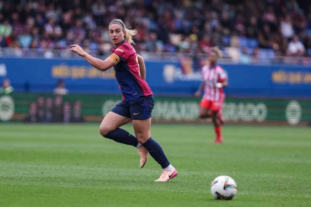 April 13, 2025, Sant Joan Despi, Barcelona, Spain: Alexia Putellas of FC Barcelona, Barca in action during the Spanish Women league, Liga F, football match played between FC Barcelona and Atletico de Madrid at Johan Cruyff Stadium on April 13, 2025 in Sant Joan Despi, Spain. Sant Joan Despi Spain - ZUMAa181 20250413_zaa_a181_073 Copyright: xJavierxBorregox