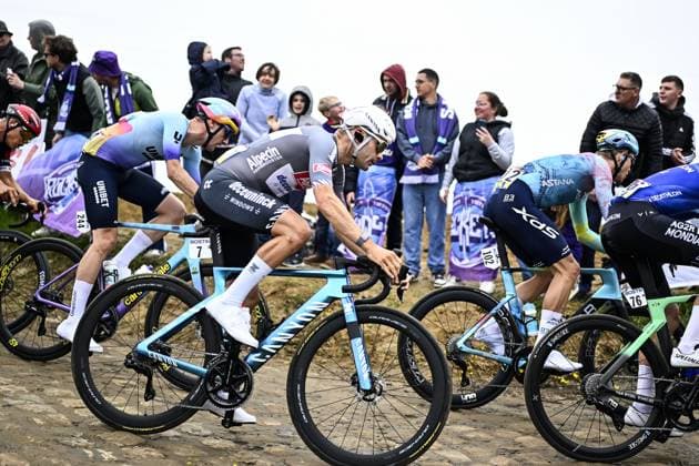Belgian Gianni Vermeersch of Alpecin-Deceuninck pictured in action during the men elite race of the Paris-Roubaix one day cycling race, 259,2 km from Compiegne to Roubaix, France, on Sunday 13 April 2025. JASPERxJACOBS  x120711578x