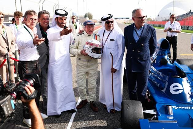 F1 - BAHRAIN GRAND PRIX 2025 DOMENICALI Stefano (ita), Chairman and CEO Formula One Group FOG, portrait Sir Jackie STEWART, BEN SULAYEM Mohammed (uae), President of the FIA, portrait during the Formula 1 Gulf Bahrain Grand Prix 2025, 4th round of the 2025 FIA Formula One World Championship, WM, Weltmeisterschaft from April 11 to 13, 2025 on the Bahrain International Circuit, in Sakhir, Bahrain - SakhirBahrain  Copyright: xEricxAlonsox
