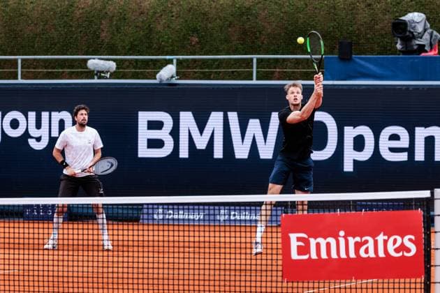 BMW Open München ATP, Tennis Herren 500; 13.04.2025 Robin Haase (Niederlande) und Hendrik Jebens (Deutschland) im Doppel gegen Justin Engel (Deutschland) und Max Hans Rehberg (Deutschland) BMW Open by Bitpanda München ATP 500: Tag 2, München, MTTC Iphitos am 13.04.2025 Copyright: xBEAUTIFULxSPORTS Wunderlx
