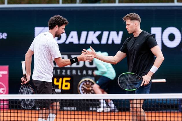 BMW Open München ATP, Tennis Herren 500; 13.04.2025 Robin Haase (Niederlande) und Hendrik Jebens (Deutschland) jubeln im Doppel gegen Justin Engel (Deutschland) und Max Hans Rehberg (Deutschland) BMW Open by Bitpanda München ATP 500: Tag 2, München, MTTC Iphitos am 13.04.2025 Copyright: xBEAUTIFULxSPORTS Wunderlx