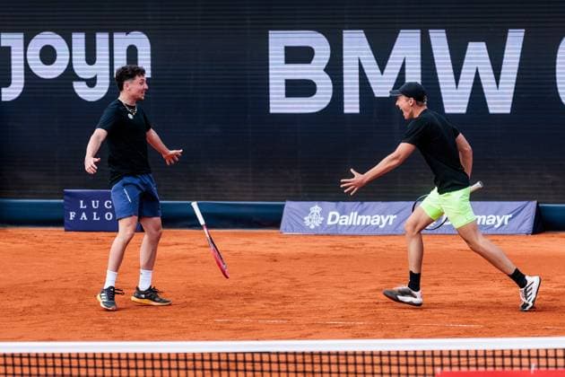 Sport Bilder des Tages BMW Open München ATP, Tennis Herren 500; 13.04.2025 Justin Engel (Deutschland) und Max Hans Rehberg (Deutschland) jubeln nach dem Sieg im Doppel gegen Robin Haase (Niederlande) und Hendrik Jebens (Deutschland) BMW Open by Bitpanda München ATP 500: Tag 2, München, MTTC Iphitos am 13.04.2025 Copyright: xBEAUTIFULxSPORTS Wunderlx