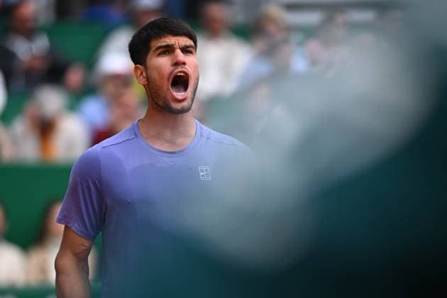 Carlos Alcaraz Wins Rolex Monte Carlo Tournament - Monaco Carlos Alcaraz (ESP) wins 1st place trophy during the Monte Carlo ATP, Tennis Herren Masters Series Tournament final tennis match at the Monte Carlo Country Club in Monte Carlo, Monaco on April 13, 2025. Photo by Corinne Dubreuil ATP Tour ABACAPRESS.COM Monaco Monte-Carlo Monaco  Copyright: xDubreuilxCorinne ABACAx