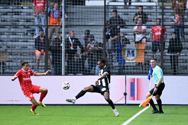 Angers SCO v Montpellier Herault SC - Ligue 1 McDonald s 2024 2025 27 Lilian RAOLISOA (sco) - 17 Theo SAINTE LUCE (mhsc) during the Ligue 1 McDonald s match between Angers and Montpellier at Stade Raymond Kopa on April 13, 2025 in Angers, France. Angers France  Copyright: xFEPx 776306824