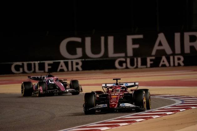 13.04.2025, Bahrain International Circuit, Sakhir, Formula 1 Gulf Air Bahrain Grand Prix 2025 ,im Bild Charles Leclerc (MCO), Scuderia Ferrari HP, Pierre Gasly (FRA), BWT Alpine F1 Team (Photo by Hasan Bratic DeFodi Images)