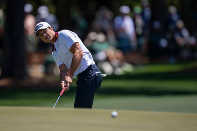 250413 Viktor Hovland of Norway during the final round of the 2025 Masters Golf Tournament on April 13, 2025 in Augusta. Photo: Petter Arvidson BILDBYRAN kod PA PA1010 bbeng golf masters the masters augusta us masters norge Copyright: PETTERxARVIDSON BB250413PA011