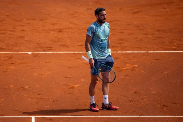 Damir Dzumhur of Bosnia and Herzegovina during his match against Cameron Norrie of Great Britain during their match of day two of the Barcelona Open Banc Sabadell at Real Club De Tenis Barcelona, Spain (Judit Cartiel SPP) Copyright: xJuditxCartiel SPPx spp-en-JuCa-JUCA1135
