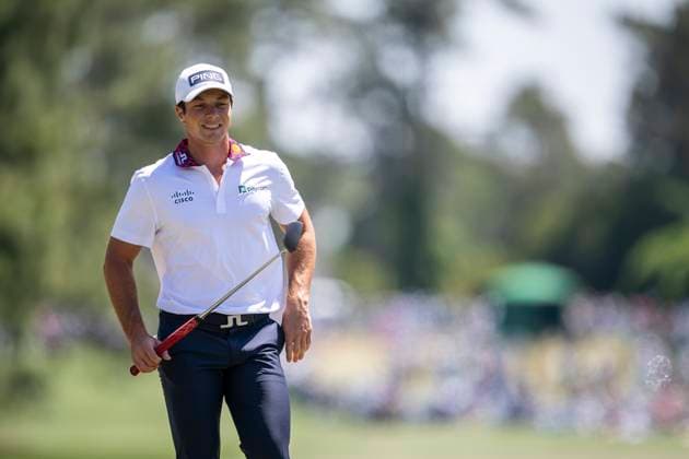 250413 Viktor Hovland of Norway during the final round of the 2025 Masters Golf Tournament on April 13, 2025 in Augusta. Photo: Petter Arvidson BILDBYRAN kod PA PA1010 bbeng golf masters the masters augusta us masters norge Copyright: PETTERxARVIDSON BB250413PA014