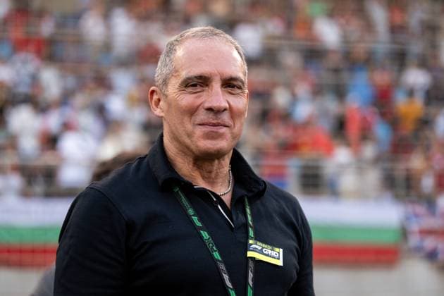 Marco Antonelli (Vater, Teamchef Antonelli Motorsport), im Grid Startaufstellung, BAH, Formel 1 Weltmeisterschaft, Gulf Air Grand Prix von Bahrain, Bahrain International Circuit, Rennen, Saison 2025, 13.04.2025 BAH, Formel 1 Weltmeisterschaft, Gulf Air Grand Prix von Bahrain, Bahrain International Circuit, Rennen, Saison 2025, 13.04.2025 Sakhir Copyright: xEibner-Pressefoto Memmlerx EP_MMR