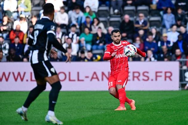FOOTBALL : Angers vs Montpellier - Ligue 1 - 13 04 2025 SAVANIER Teji ( 11 - Montpellier ) during the Ligue 1 match between Angers SCO and Montpellier HSC at Stade Raymond Kopa on April 13, 2025 in Angers, France. ( Photo by Dante Badano PsnewZ ) - AngersFrance  Copyright: xDantexBadanox