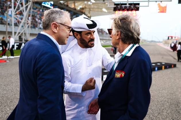 F1 - BAHRAIN GRAND PRIX 2025 Luca Cordero di Montezemolo, DOMENICALI Stefano (ita), Chairman and CEO Formula One Group FOG, portrait and BEN SULAYEM Mohammed (uae), President of the FIA, portrait during the Formula 1 Gulf Bahrain Grand Prix 2025, 4th round of the 2025 FIA Formula One World Championship, WM, Weltmeisterschaft from April 11 to 13, 2025 on the Bahrain International Circuit, in Sakhir, Bahrain - SakhirBahrain  Copyright: xEricxAlonsox