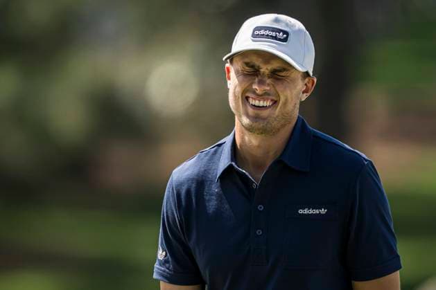 250413 Ludvig Aberg of Sweden looks dejected during the final round of the 2025 Masters Golf Tournament on April 13, 2025 in Augusta. Photo: Petter Arvidson BILDBYRAN kod PA PA1010 bbeng golf masters the masters augusta us masters depp Copyright: PETTERxARVIDSON BB250413PA061