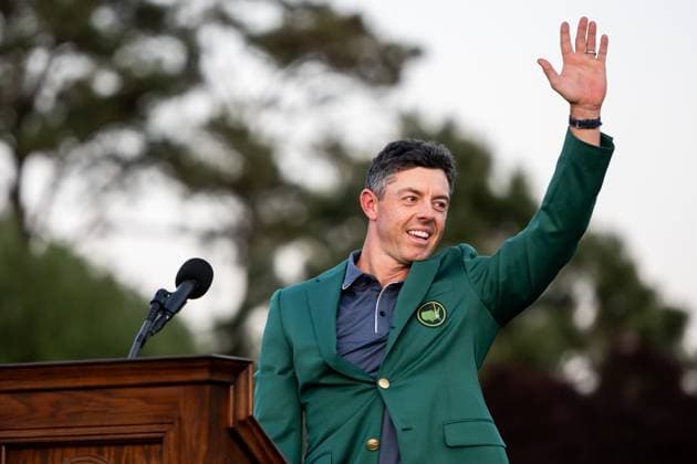 250413 Rory McIlroy of Northern Ireland during the ceremony after the final round of the 2025 Masters Golf Tournament on April 13, 2025 in Augusta. Photo: Petter Arvidson BILDBYRAN kod PA PA1010 bbeng golf masters the masters augusta us masters Copyright: PETTERxARVIDSON BB250413PA187