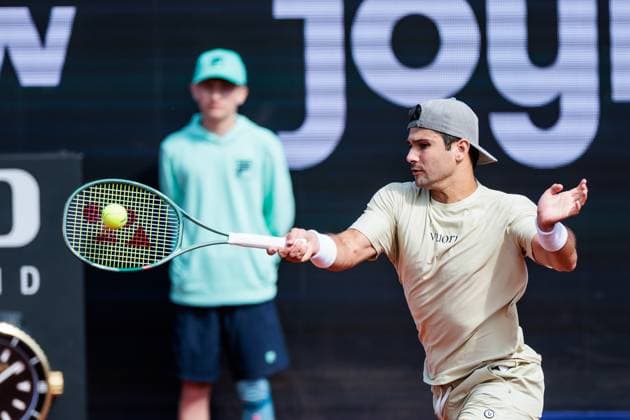 BMW Open München ATP, Tennis Herren 500; 14.04.2025 Marcos Giron (USA) im Match gegen Miomir Kecmanovic (Serbien) BMW Open by Bitpanda München ATP 500: Tag 3, München, MTTC Iphitos am 14.04.2025 Copyright: xBEAUTIFULxSPORTS Wunderlx