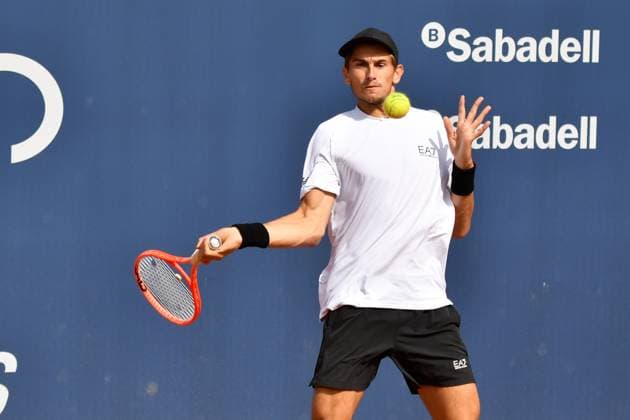 Matteo Arnaldi, APRIL14, 2025 - Tennis : Arnaldi during training on the Barcelona Open Banc Sabadell tennis tournament at the Real Club de Tenis de Barcelona in Barcelona, Spain. Copyright: xAndreaxRositox DSC_4439