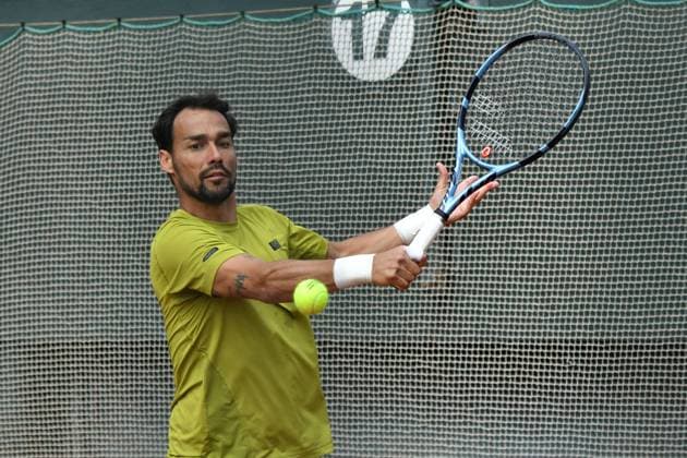 Fabio Fognini, APRIL14, 2025 - Tennis : Fognini during training on the Barcelona Open Banc Sabadell tennis tournament at the Real Club de Tenis de Barcelona in Barcelona, Spain. Copyright: xAndreaxRositox DSC_4499