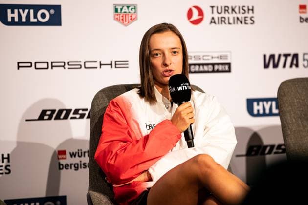 Iga Swiatek (POL) beim Interview GER, Porsche Tennis Grand Prix GP Stuttgart 2025, WTA500, 14.04.2025 GER, Porsche Tennis Grand Prix GP Stuttgart 2025, WTA500, 14.04.2025 Stuttgart Copyright: xEibner-Pressefoto RogerxBuerkex EP