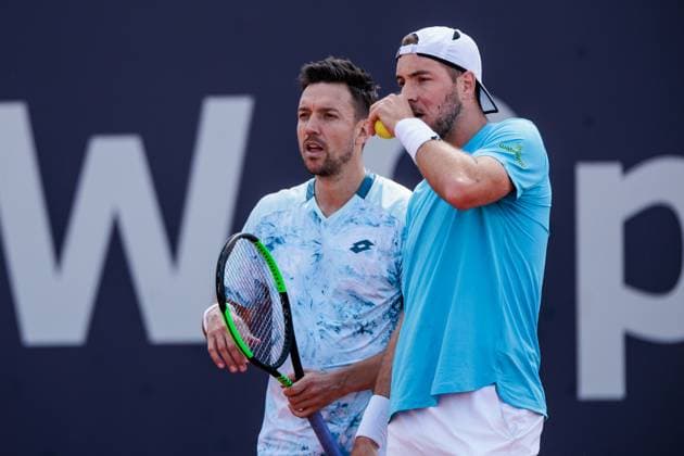 BMW Open München ATP, Tennis Herren 500; 14.04.2025 Andreas Mies (Deutschland) und Jan-Lennard Struff (Deutschland) im Doppel gegen Sander Gille (Belgien) und Jan Zielinski (Polen) BMW Open by Bitpanda München ATP 500: Tag 3, München, MTTC Iphitos am 14.04.2025 Copyright: xBEAUTIFULxSPORTS Wunderlx