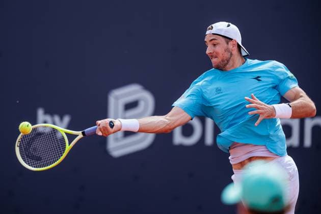 BMW Open München ATP, Tennis Herren 500; 14.04.2025 Jan-Lennard Struff (Deutschland) im Doppel mit Andreas Mies (Deutschland) gegen Sander Gille (Belgien) und Jan Zielinski (Polen) BMW Open by Bitpanda München ATP 500: Tag 3, München, MTTC Iphitos am 14.04.2025 Copyright: xBEAUTIFULxSPORTS Wunderlx