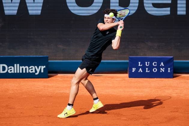 BMW Open München ATP, Tennis Herren 500; 14.04.2025 Ben Shelton (USA) im Match gegen Borna Gojo (Kroatien) BMW Open by Bitpanda München ATP 500: Tag 3, München, MTTC Iphitos am 14.04.2025 Copyright: xBEAUTIFULxSPORTS Wunderlx