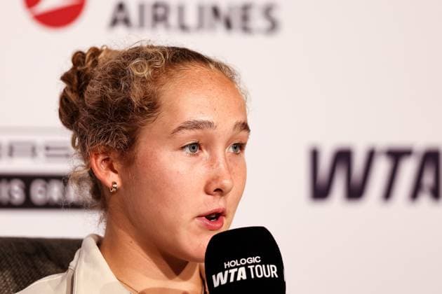 Mirra Alexandrowna Andrejewa beim Interview GER, Porsche Tennis Grand Prix GP Stuttgart 2025, WTA500, 14.04.2025 GER, Porsche Tennis Grand Prix GP Stuttgart 2025, WTA500, 14.04.2025 Stuttgart Copyright: xEibner-Pressefoto RogerxBuerkex EP
