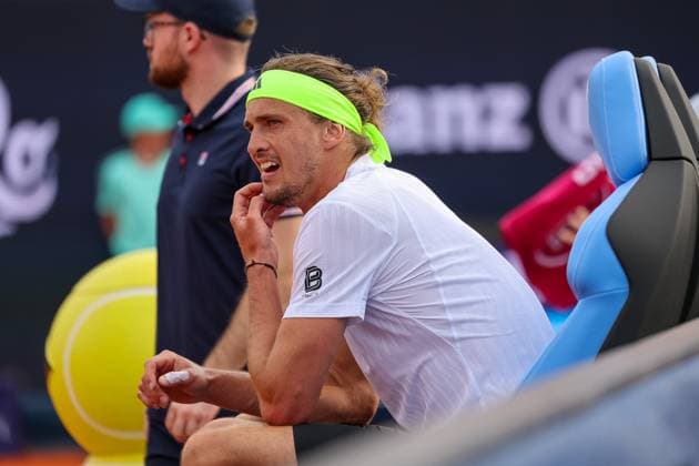 Alexander Zverev (Deutschland) gruebelnd, GER, BMW Open by Bitpanda, Alexander Zverev (Deutschland) vs. Alexandre Muller (FRA), Tennis, ATP, Tennis Herren 500, Herren, 14.04.2025, GER, BMW Open by Bitpanda, Alexander Zverev (Deutschland) vs. Alexandre Muller (FRA), Tennis, ATP 500, Herren, 14.04.2025 Muenchen Copyright: xEibner-Pressefoto JennixMaulx EP_JML