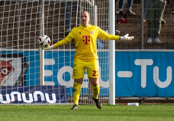 Aurora Mikalsen (1. FC Koeln, 23) 14.04.2025, Bayer Leverkusen - 1. FC Köln, Fussball, Google Pixel Frauen-Bundesliga, GER, Leverkusen, Ulrich Haberland Stadion, Saison 24 25, 19. Spieltag DFL regulations prohibit any use of photographs as image sequences and or quasi-video. Copyright: HMBxMedia xMarcoxBader